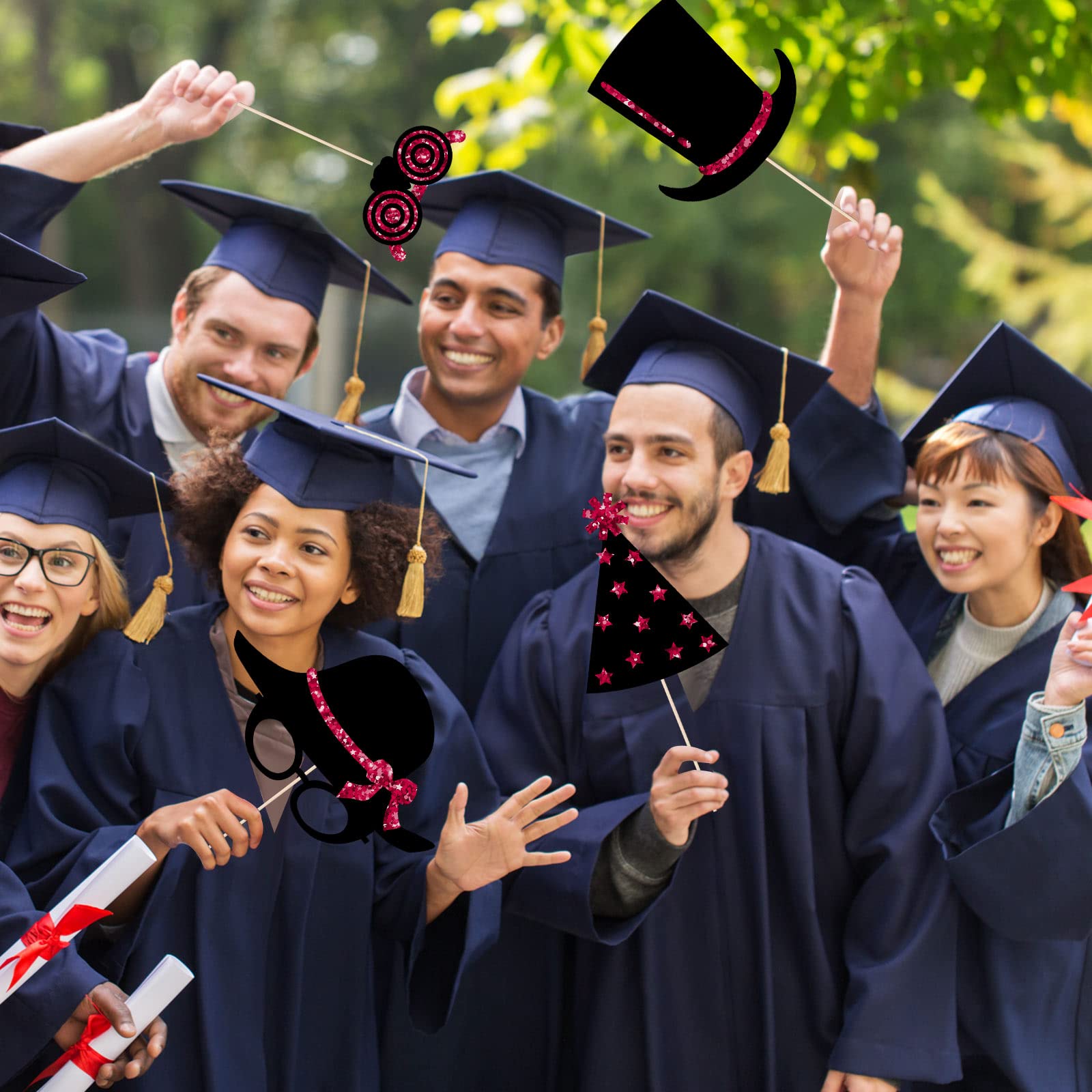 24 Pieces Funny Photo Booth Props For Birthday Weddings Party Supplies Prom Disco Mardi Gras Party Supplies Mix Of Hats, Lipstic